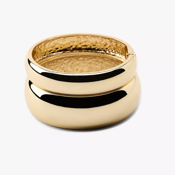 ZARA TWO-PACK OF GOLD TONE RIGID METAL BRACELETS NWT - Picture 4 of 5